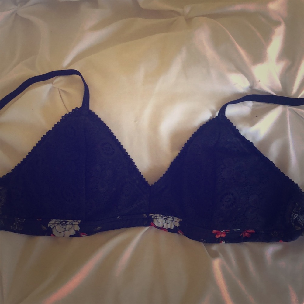 Blue Flora Lace Bra